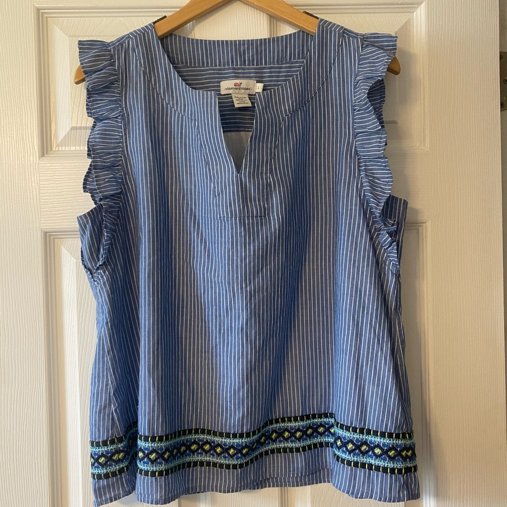 Vineyard Vines Striped Blue and White Tank Top